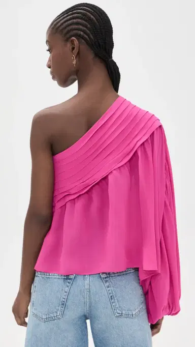 FARM Rio Pink Rose One Shoulder Blouse Pink | Thumbnail 3 FARM Rio Pink Rose One Shoulder Blouse Pink | Thumbnail 3