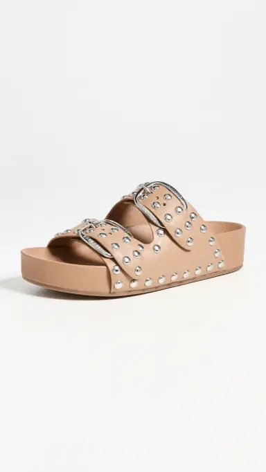 Loeffler Randall Joni Two Band Sandals Khaki/Silver 7 | Thumbnail 2