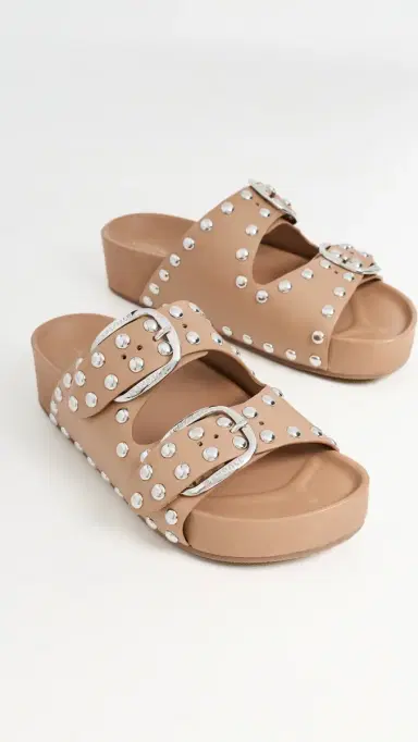 Loeffler Randall Joni Two Band Sandals Khaki/Silver 7 | Thumbnail 5