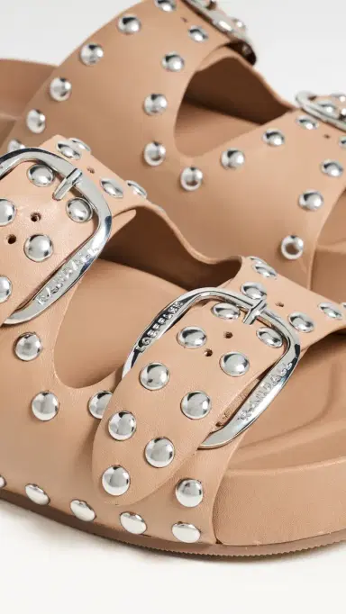 Loeffler Randall Joni Two Band Sandals Khaki/Silver 7 | Thumbnail 6