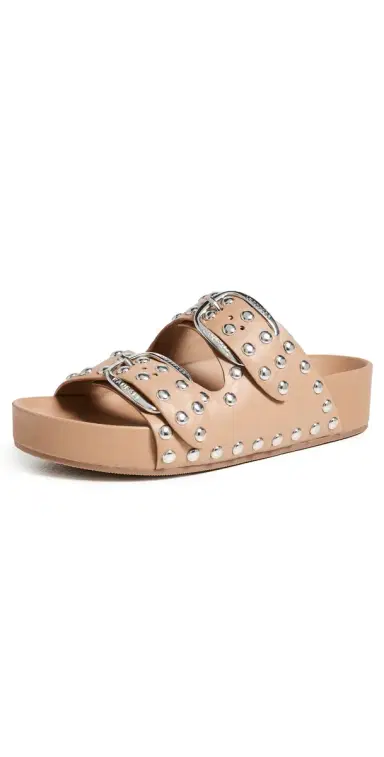 Loeffler Randall Joni Two Band Sandals Khaki/Silver 7 | Thumbnail 1