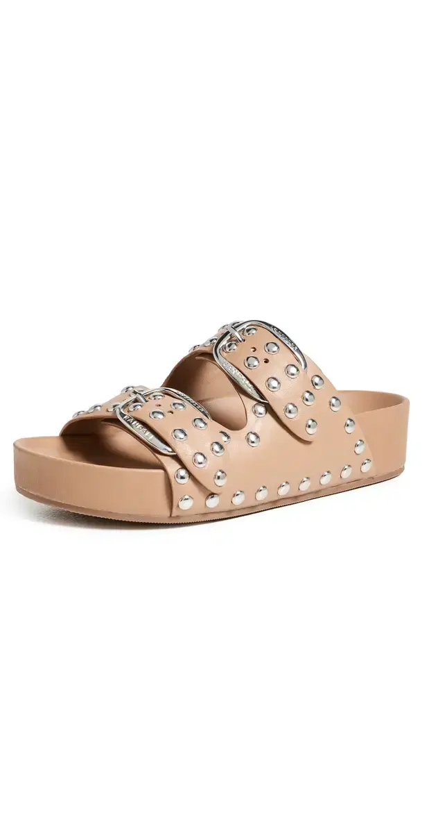 Loeffler Randall Joni Two Band Sandals Khaki/Silver