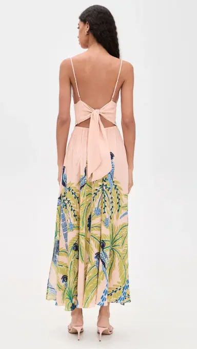 Poupette St Barth Havana Long Dress Green Palmrott | Thumbnail 3