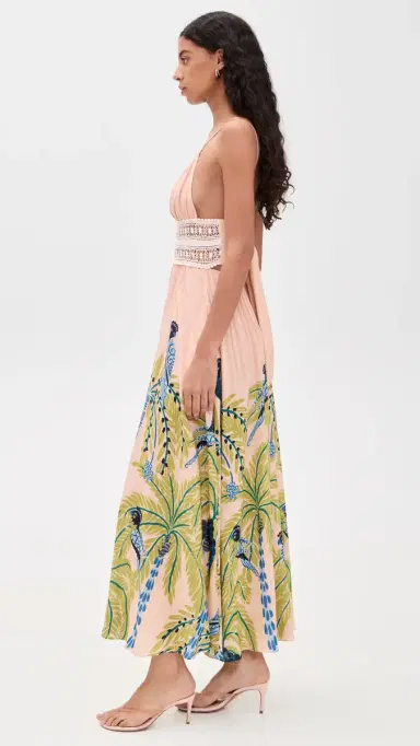 Poupette St Barth Havana Long Dress Green Palmrott | Thumbnail 4