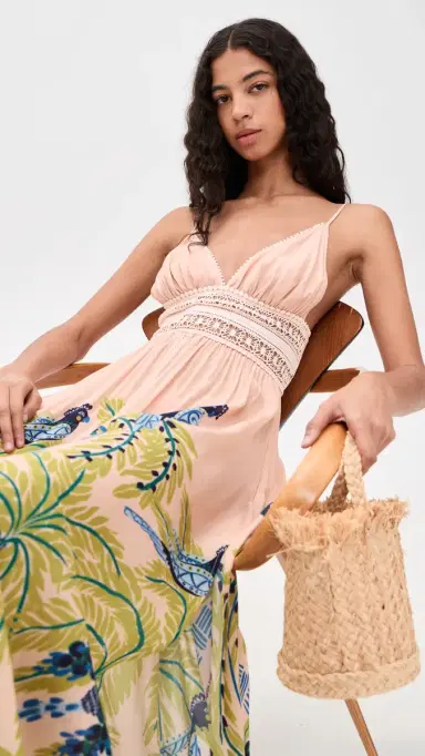 Poupette St Barth Havana Long Dress Green Palmrott | Thumbnail 5