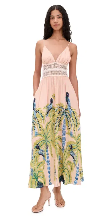 Poupette St Barth Havana Long Dress Green Palmrott | Thumbnail 1