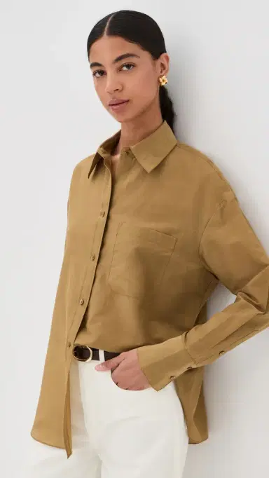 TWP Big Joe Button Down Shirt British Khaki | Thumbnail 2 TWP Big Joe Button Down Shirt British Khaki | Thumbnail 2