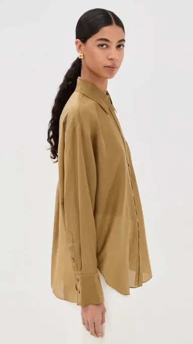 TWP Big Joe Button Down Shirt British Khaki | Thumbnail 4 TWP Big Joe Button Down Shirt British Khaki | Thumbnail 4