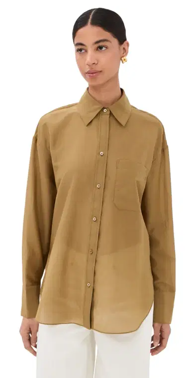 TWP Big Joe Button Down Shirt British Khaki | Thumbnail 1 TWP Big Joe Button Down Shirt British Khaki | Thumbnail 1