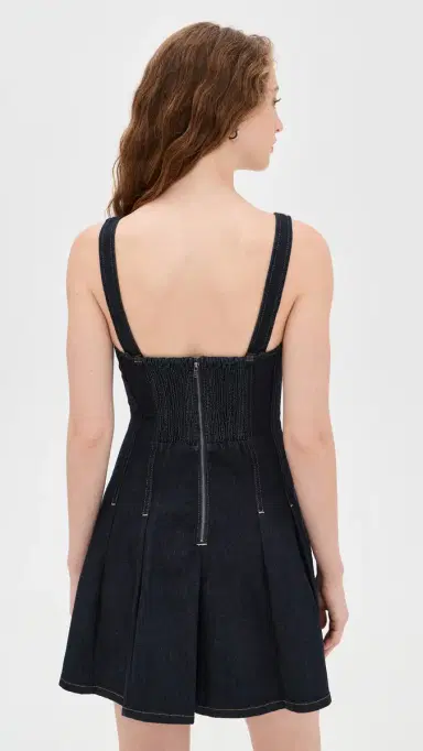 ALICE + OLIVIA Hollis Flared Denim Mini Dress Dark Rinse | Thumbnail 3