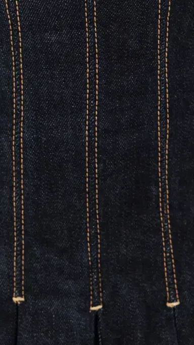 ALICE + OLIVIA Hollis Flared Denim Mini Dress Dark Rinse | Thumbnail 6