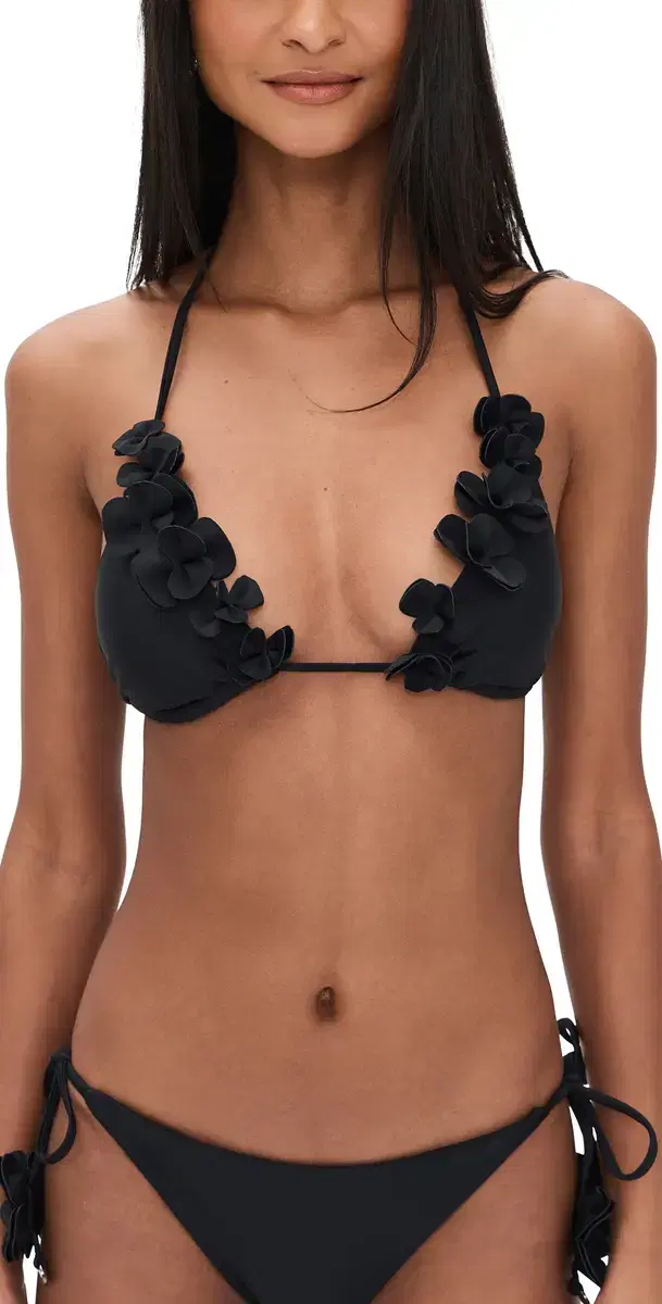 Floral Nikoleta Bikini Top Black