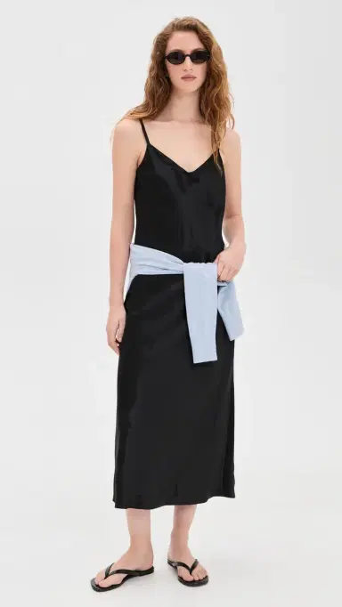 Vince V Neck Slip Dress Black | Thumbnail 5