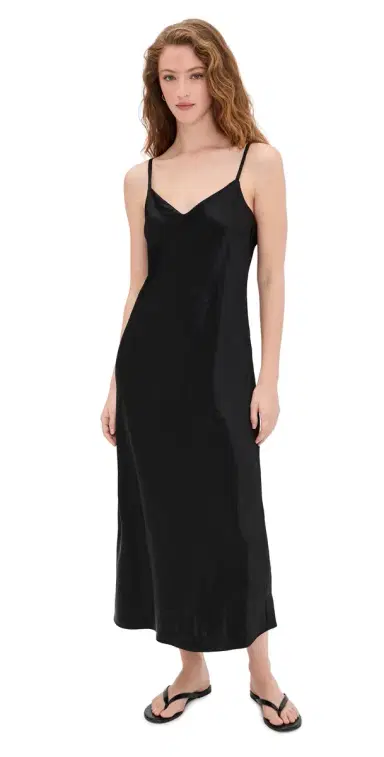 Vince V Neck Slip Dress Black | Thumbnail 1
