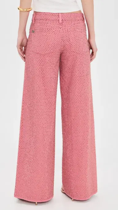 ALICE + OLIVIA Amazing Low Rise Embellished Baggy Jeans Deep Rose/Rose Gold | Thumbnail 3 ALICE + OLIVIA Amazing Low Rise Embellished Baggy Jeans Deep Rose/Rose Gold | Thumbnail 3