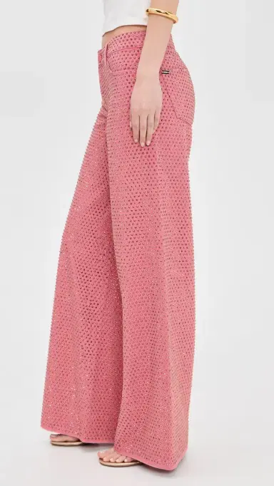 ALICE + OLIVIA Amazing Low Rise Embellished Baggy Jeans Deep Rose/Rose Gold | Thumbnail 4 ALICE + OLIVIA Amazing Low Rise Embellished Baggy Jeans Deep Rose/Rose Gold | Thumbnail 4