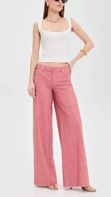 ALICE + OLIVIA Amazing Low Rise Embellished Baggy Jeans Deep Rose/Rose Gold | Thumbnail 5 ALICE + OLIVIA Amazing Low Rise Embellished Baggy Jeans Deep Rose/Rose Gold | Thumbnail 5