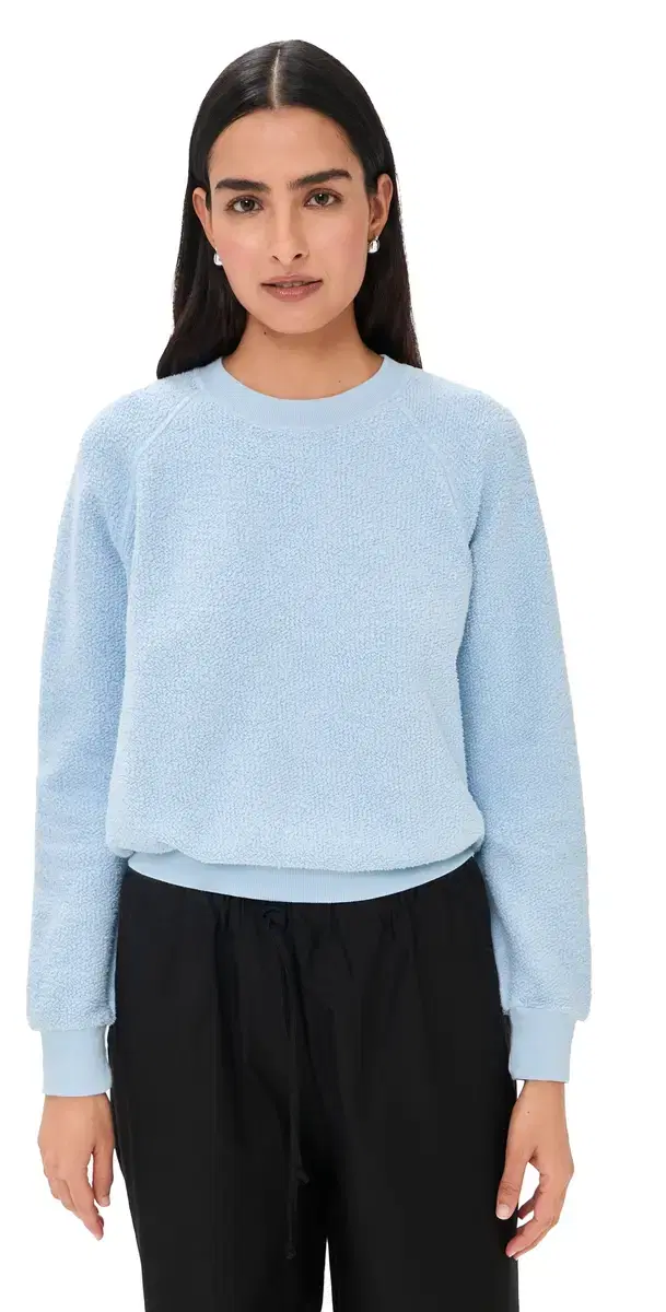 Ziggy Inside Out Fleece Long leeve hrunken Crewneck weatshirt Powder Blue