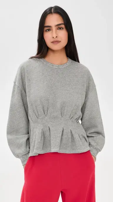 The Great. THE GREAT. The Slouchy Corset Sweatshirt Varsity Grey 3 | Thumbnail 2