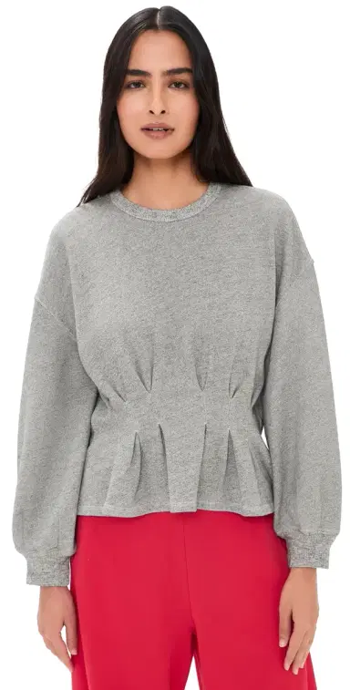 The Great. THE GREAT. The Slouchy Corset Sweatshirt Varsity Grey 3 | Thumbnail 1