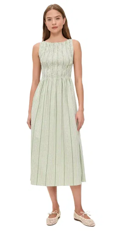 Hill House Home The Cosima Nap Dress Green Jacquard Stripe | Thumbnail 1 Hill House Home The Cosima Nap Dress Green Jacquard Stripe | Thumbnail 1