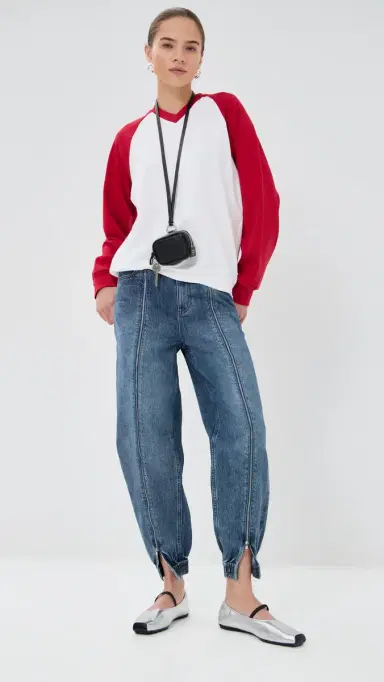 Tibi Zippered Denim Joggers Classic Blue 24 | Thumbnail 2