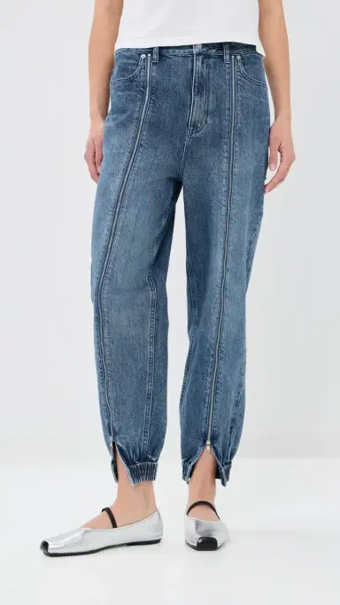 Tibi Zippered Denim Joggers Classic Blue 24 | Thumbnail 3