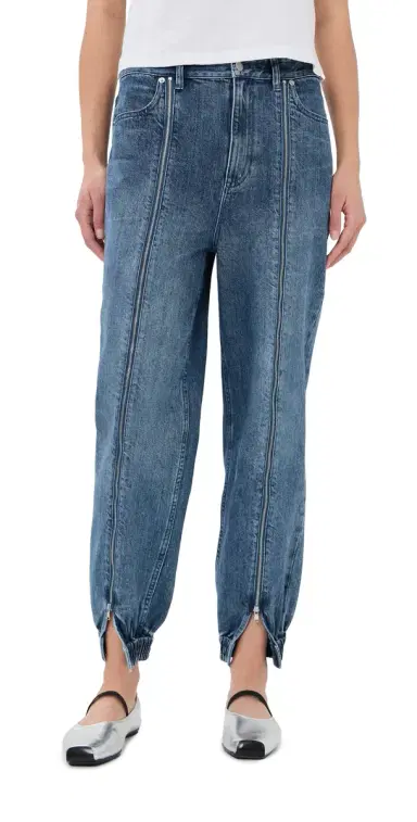 Tibi Zippered Denim Joggers Classic Blue 24 | Thumbnail 1