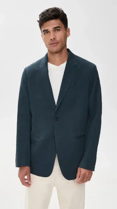 Theory Clinton Blazer in Good Linen Dark Blue Wing | Thumbnail 2