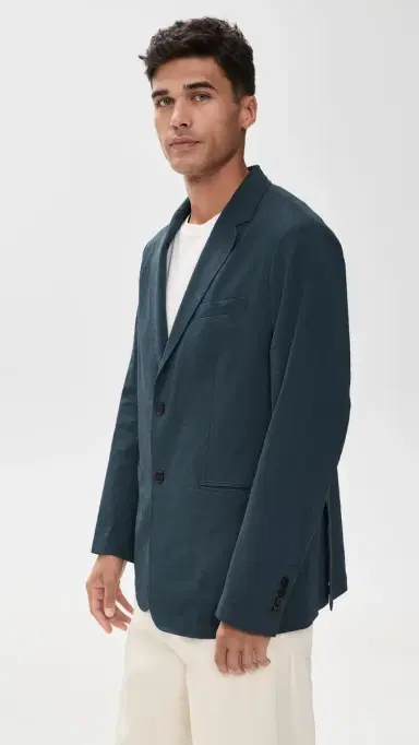 Theory Clinton Blazer in Good Linen Dark Blue Wing | Thumbnail 4