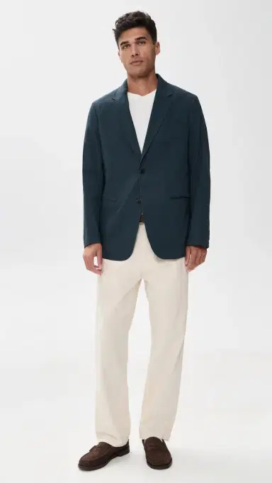 Theory Clinton Blazer in Good Linen Dark Blue Wing | Thumbnail 5