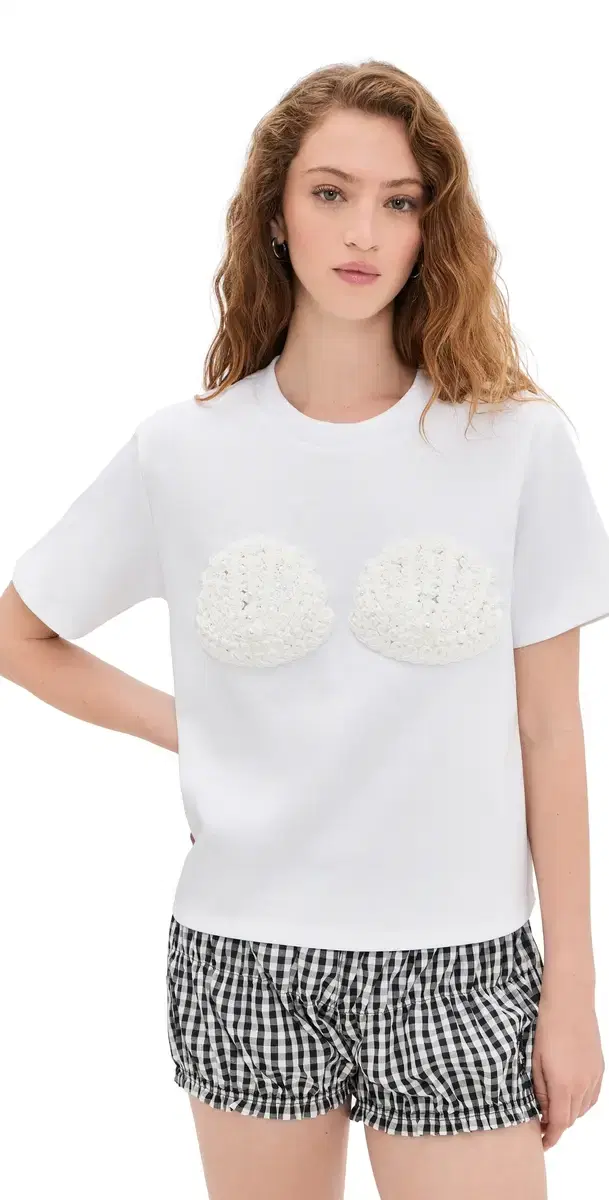 English Factory Pearl eashell T-hirt White