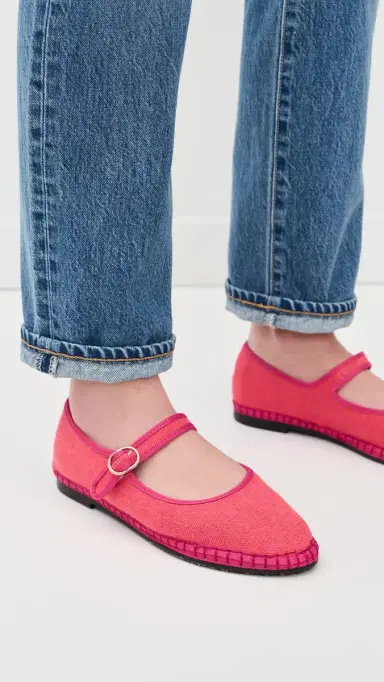 Flabelus Lago Linen Mary Jane Flats Light Pink 35 | Thumbnail 3