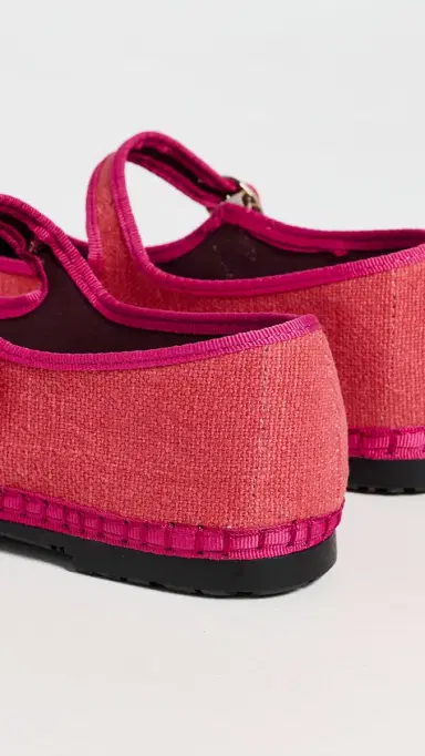 Flabelus Lago Linen Mary Jane Flats Light Pink 35 | Thumbnail 4