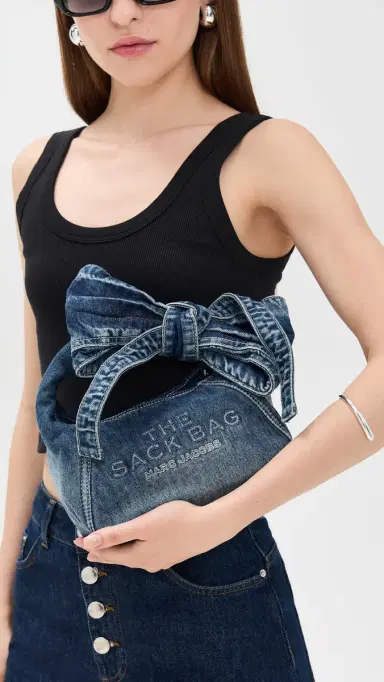 Marc Jacobs The Bow Denim Mini Sack Bag Medium Wash Indigo One Size | Thumbnail 3 Marc Jacobs The Bow Denim Mini Sack Bag Medium Wash Indigo One Size | Thumbnail 3