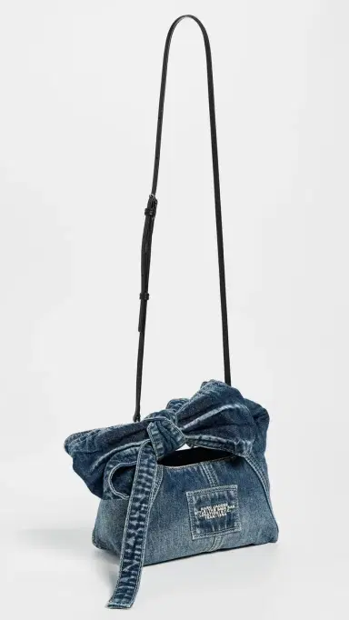 Marc Jacobs The Bow Denim Mini Sack Bag Medium Wash Indigo One Size | Thumbnail 4 Marc Jacobs The Bow Denim Mini Sack Bag Medium Wash Indigo One Size | Thumbnail 4