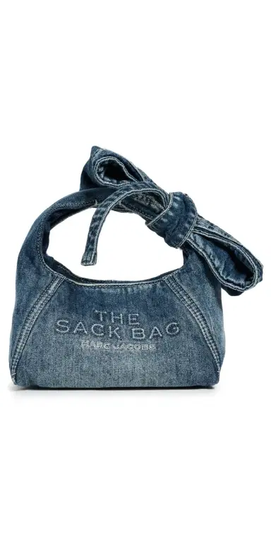 Marc Jacobs The Bow Denim Mini Sack Bag Medium Wash Indigo One Size | Thumbnail 1 Marc Jacobs The Bow Denim Mini Sack Bag Medium Wash Indigo One Size | Thumbnail 1