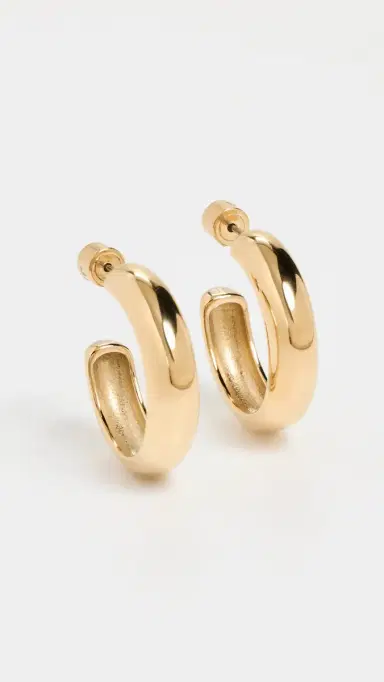 Jenny Bird Medium Staple Hoops High Polish Gold One Size | Thumbnail 2