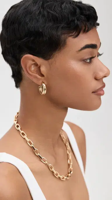 Jenny Bird Medium Staple Hoops High Polish Gold One Size | Thumbnail 3