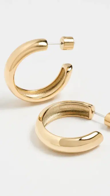 Jenny Bird Medium Staple Hoops High Polish Gold One Size | Thumbnail 4