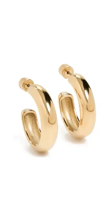 Jenny Bird Medium Staple Hoops High Polish Gold One Size | Thumbnail 1
