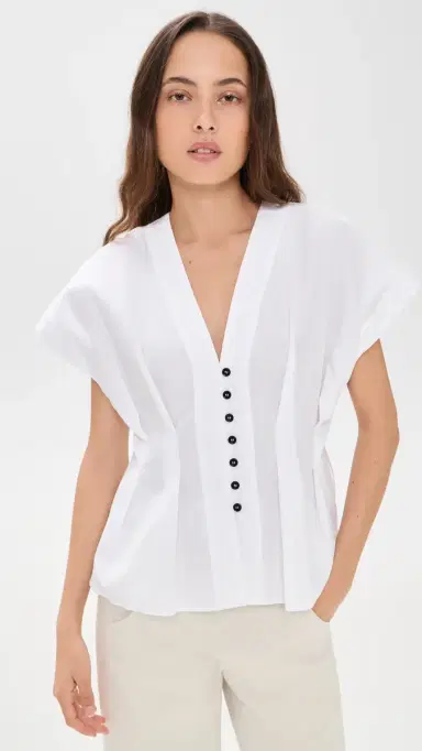 House of Dagmar Cinched Cotton Top White | Thumbnail 2