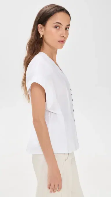 House of Dagmar Cinched Cotton Top White | Thumbnail 4