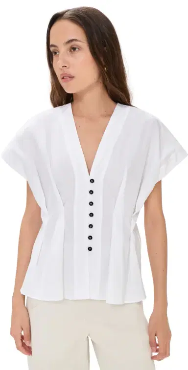 House of Dagmar Cinched Cotton Top White | Thumbnail 1