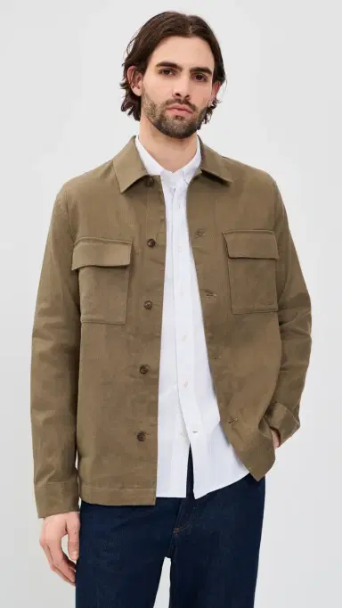 Vince Stretch Linen Chore Coat Kalamata | Thumbnail 2