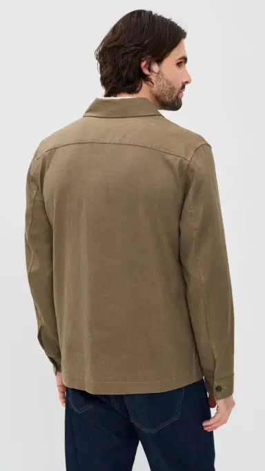 Vince Stretch Linen Chore Coat Kalamata | Thumbnail 3