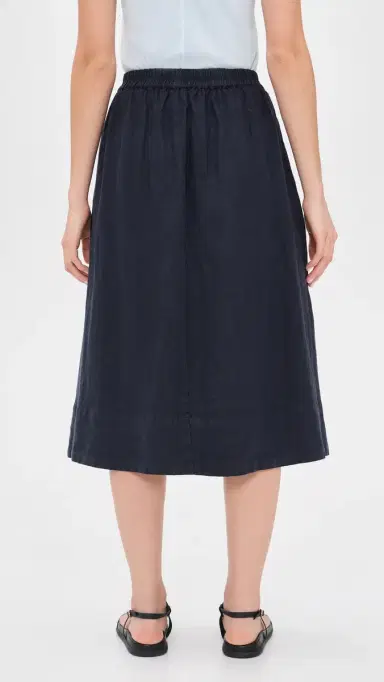 Alex Mill Maddie Skirt in Linen Dark Navy | Thumbnail 3 Alex Mill Maddie Skirt in Linen Dark Navy | Thumbnail 3