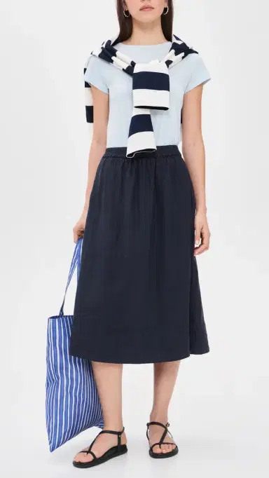 Alex Mill Maddie Skirt in Linen Dark Navy | Thumbnail 5 Alex Mill Maddie Skirt in Linen Dark Navy | Thumbnail 5