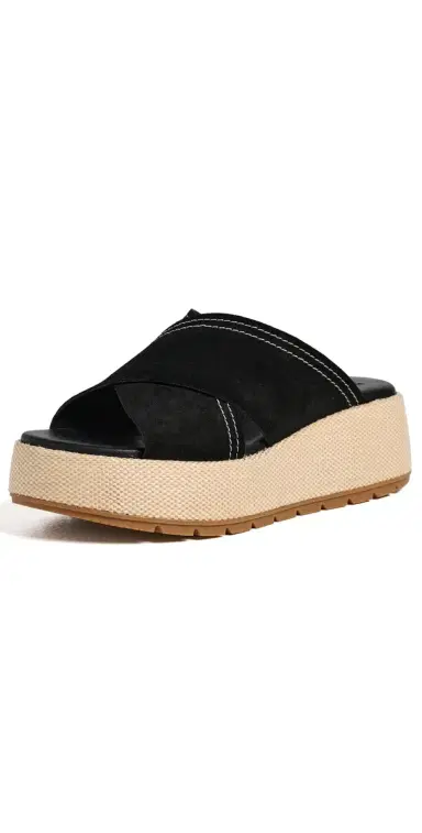 Sorel Sunpeak Platform Slide Sandals Black/Gum 2 8 | Thumbnail 1 Sorel Sunpeak Platform Slide Sandals Black/Gum 2 8 | Thumbnail 1