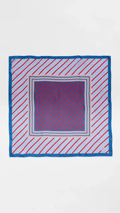Madewell Medium Silk Bandana Scarf Bias Stripe Combo/Tranquil Blue One Size | Thumbnail 2